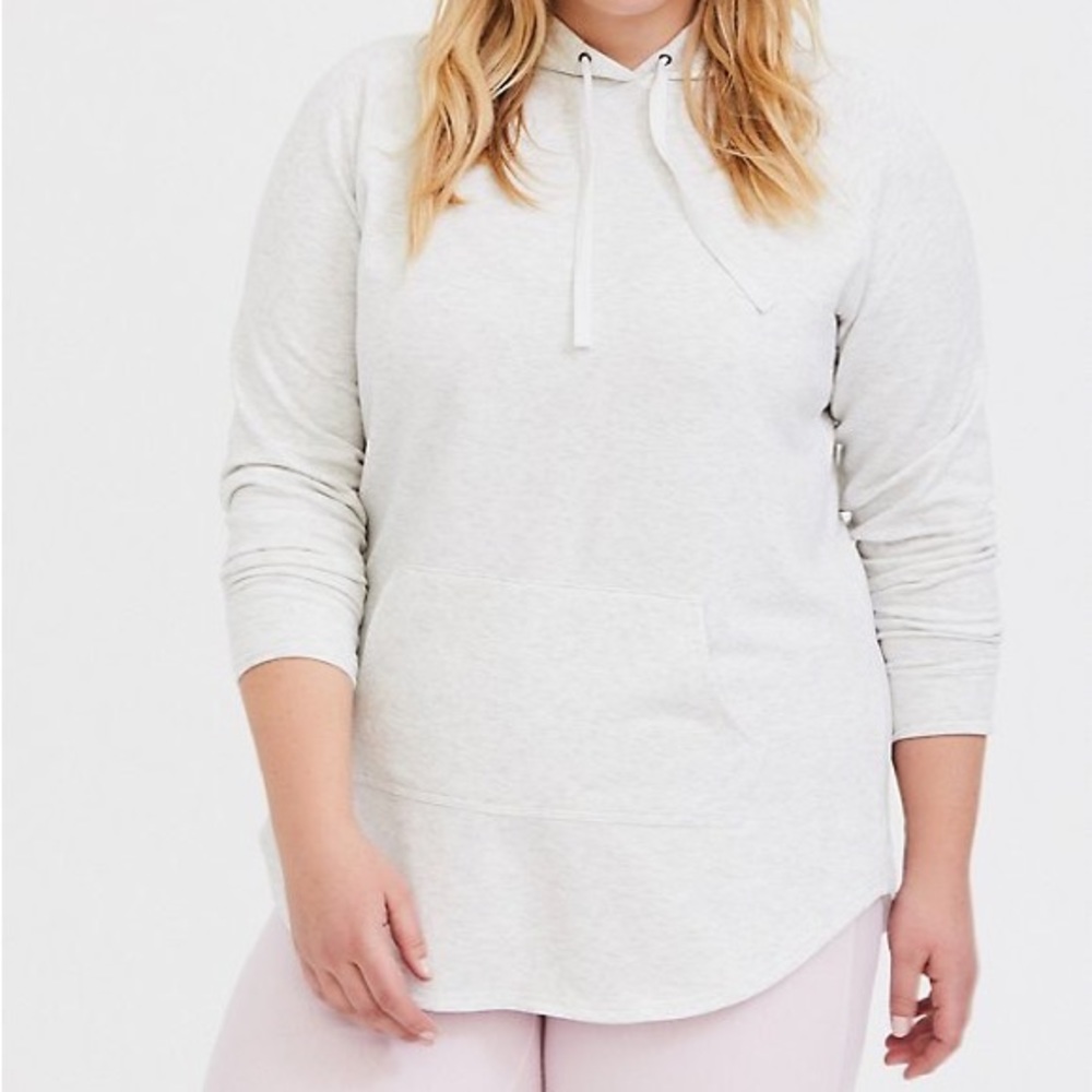 Women’s Torrid Fleece Raglan Tunic Hoodie Oatmeal Heather Size 0 - Picture 2 of 8